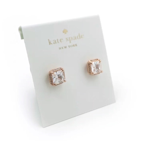 KATE SPADE • Rose Gold Save The Date Princess Cut Earrings - Picture 2 of 6